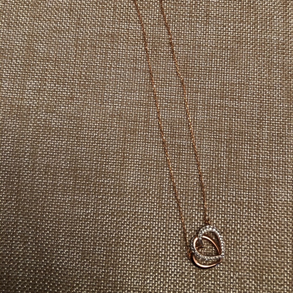 Swarovski Crystal rose gold double heart necklace